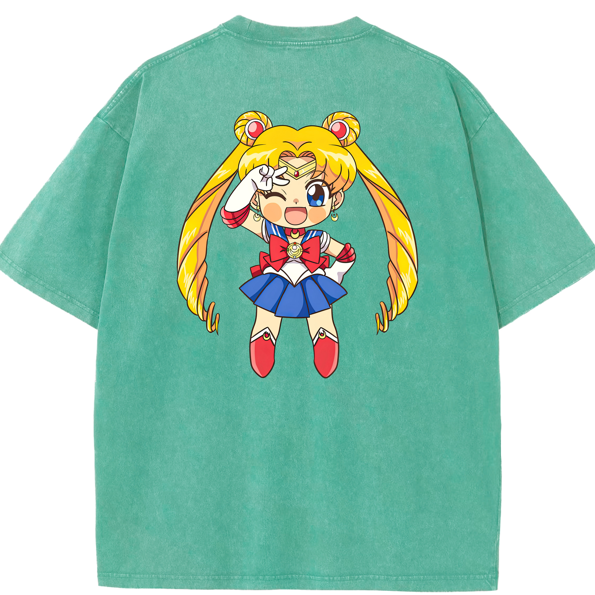 （画像用） 美少女戦士セーラームーン 月野 うさぎ つきの うさぎ Sailor Moon Tsukino Usagi 綿100% ヴィンテージ風 半袖Tシャツ（背面プリント）